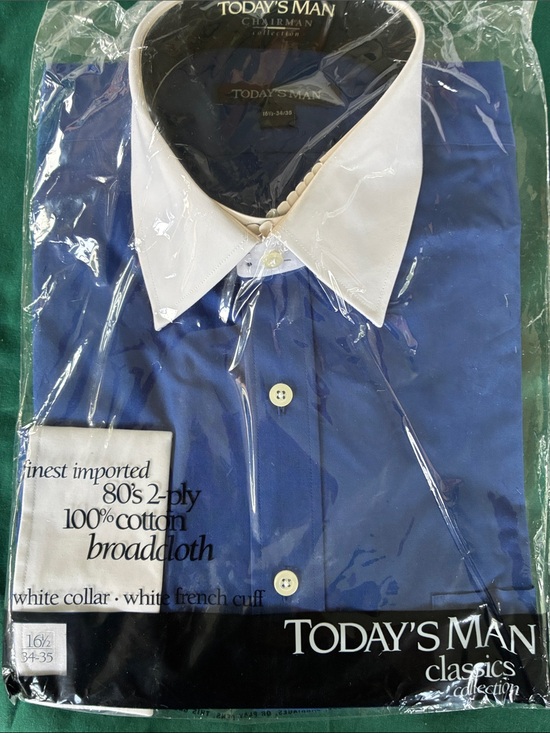 Today’s Man Other - Today’s Man Men's Blue Dress Shirt with White Collar